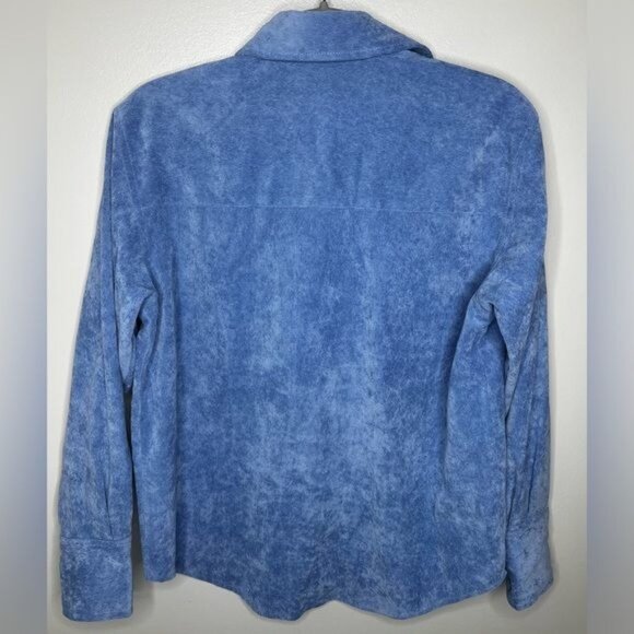 ZARA Fine-Waled Corduroy Oversized Blue Button-Up Shirt Size XS - Picture 2 of 15